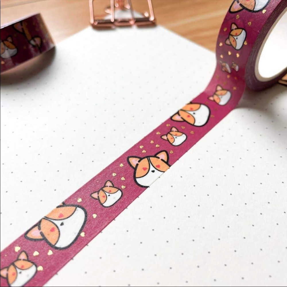Gold Foiled Corgi Washi Tape by Single Sploot